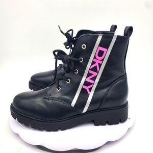 Dkny Shoe Youth 3 Big Girls Stassi Stripe Boots Black Pink